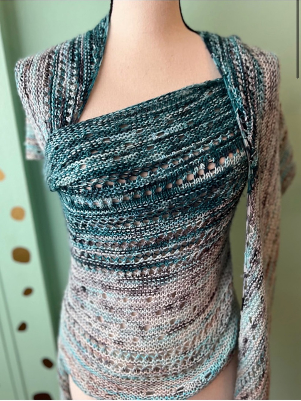 Gorgeous One of a Kind Women’s Teal & Gray Oversized Knit Wrap